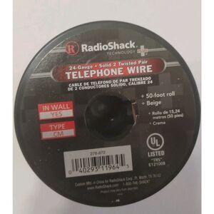 RadioShack 24-Gauge . Solid 2 Twisted Pare TELEPHONE WIRE 50 Foot roll Beige-27